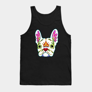 French Bulldog in White - Day of the Dead Sugar Skull Dog Tank Top